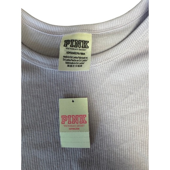 Victoria's Secret PINK Small Lavender Ribbed Ruffle Trim T-Shirt Top NWT - Picture 3 of 4